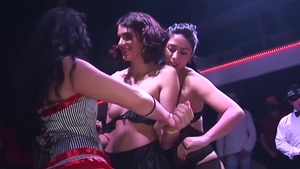 Gangbang together with trimmed caucasian wearing heels in HD