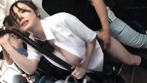 Doggystyle bubble butt asian babe in uniform in public