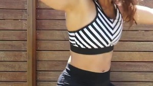 Ramming hard very sexy wearing spandex in the gym