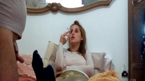 Young and big boobs couple homemade handjob