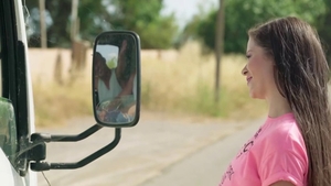 Long hair star Cassie Fire MMF in public