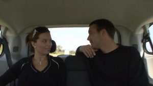 Hairy american brunette handjob in park