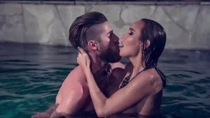 Beautiful stepmom hard dick sucking in the pool