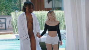 Super hot teen Lulu Chu sucks big black cock and deepthroat