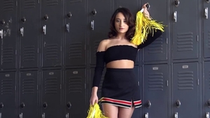 Petite cheerleader wearing uniform fantasy missionary sex