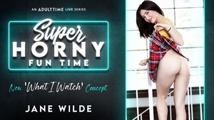 Handjob together with long legs blonde babe Jane Wilde