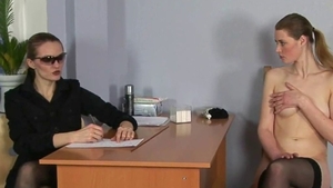 Submissive russian humiliation in office