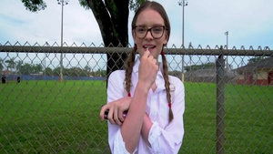 Naughty teen Jessae Rosae POV dick sucking in public