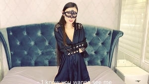 Brunette Naughty Dom wearing gloves blowjob cum