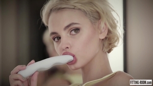 Blonde hair sexy dancing changing room