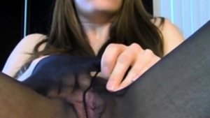 Masturbating starring brunette in nylon HD