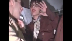 Handjob along with hairy hotwife in glasses