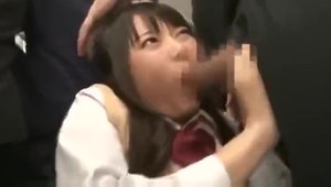 Rough asian cumshot in public