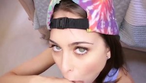 POV handjob next to teen chick Riley Reid